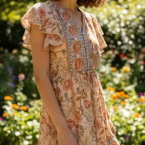 SENLOE Floral Print Boho Midi Dress, Women’s M, Pink Multicolor